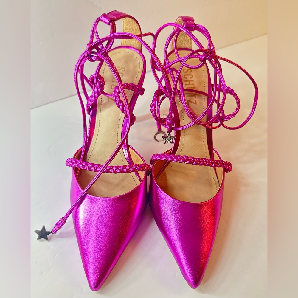 NWT Schutz Metallic Napa Bright Rosa/Violet Lunah Pump 36